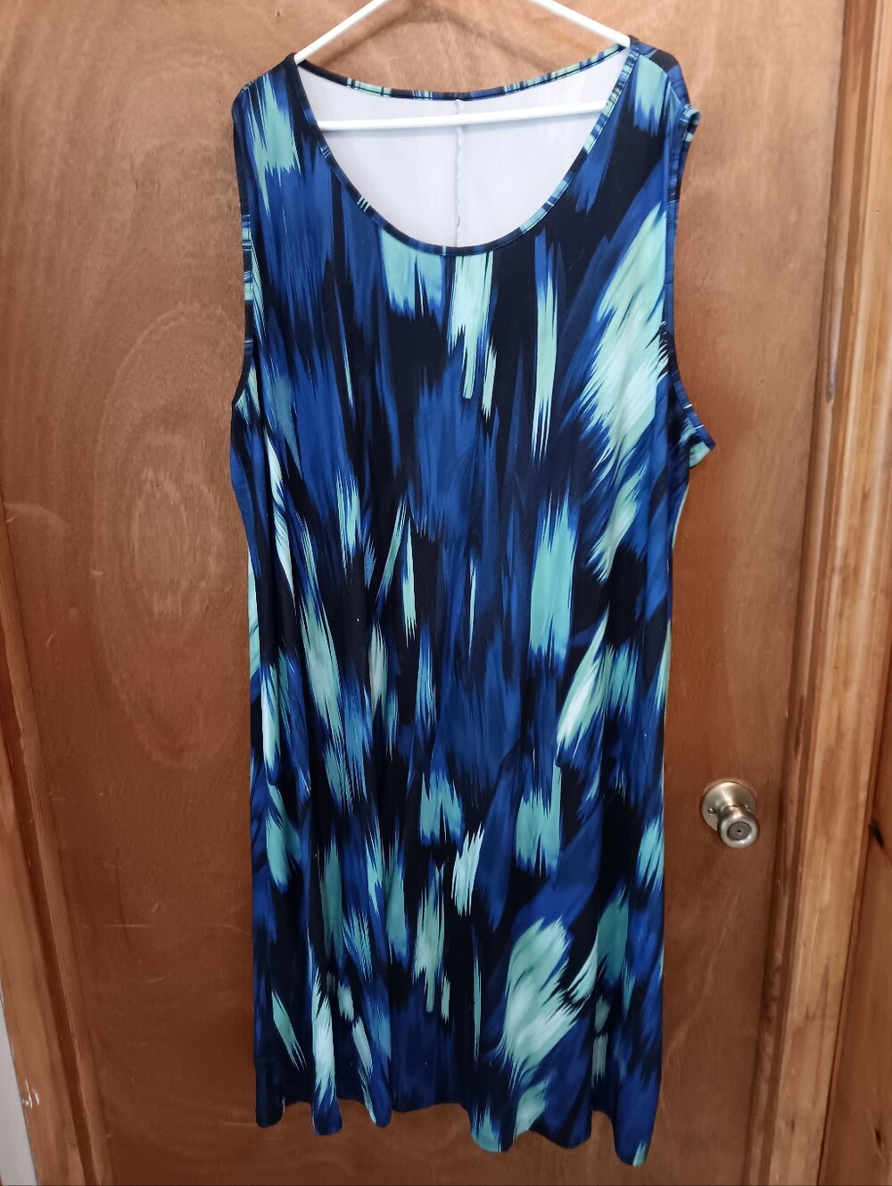 Womans Blue And Green Brushed Look Tank Top Dress